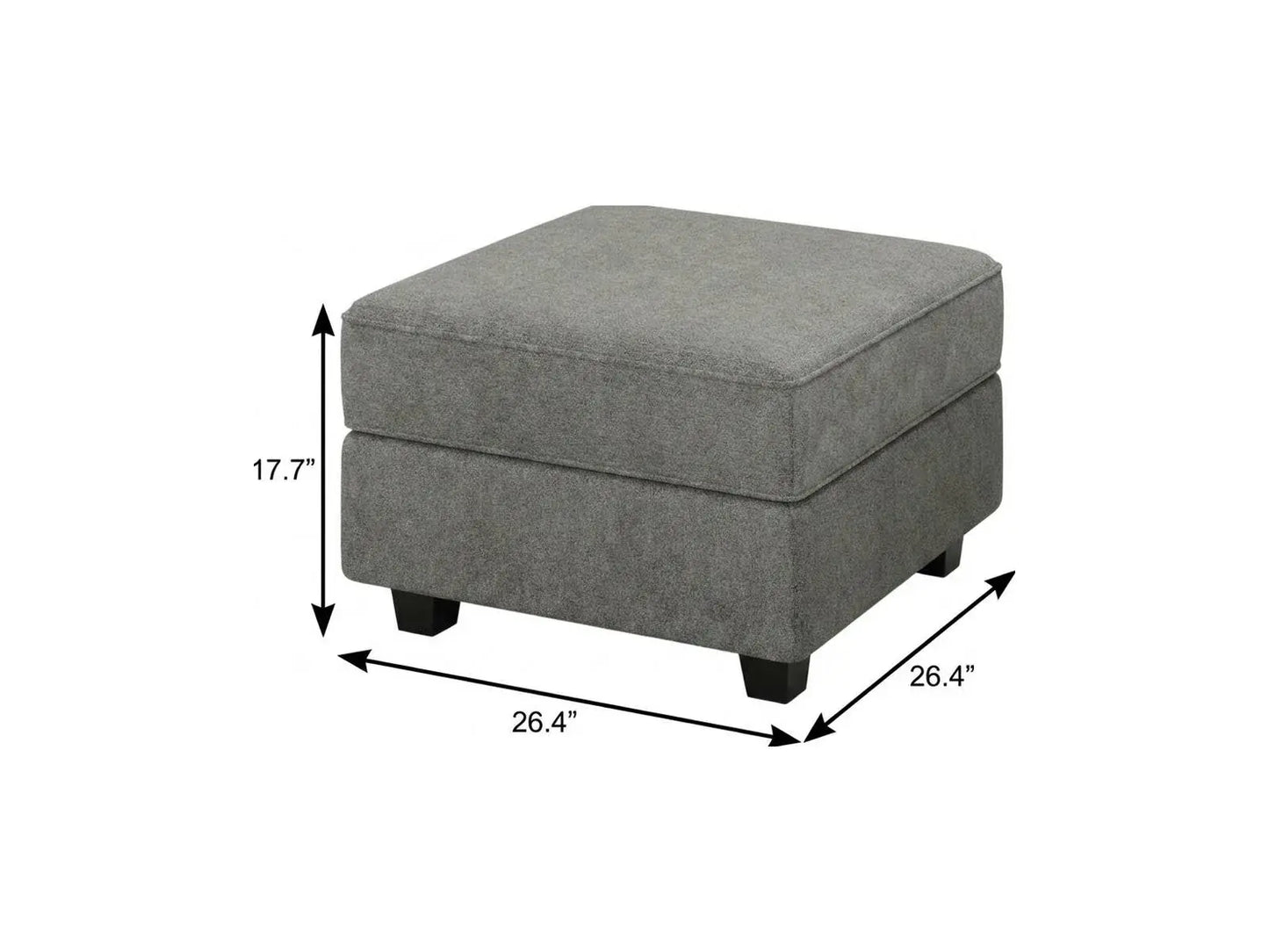 26" Light Gray and Black Polyester Blend Storage Ottoman - Homeroots - Flyclothing LLC