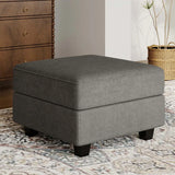 26" Light Gray and Black Polyester Blend Storage Ottoman - Homeroots - Flyclothing LLC
