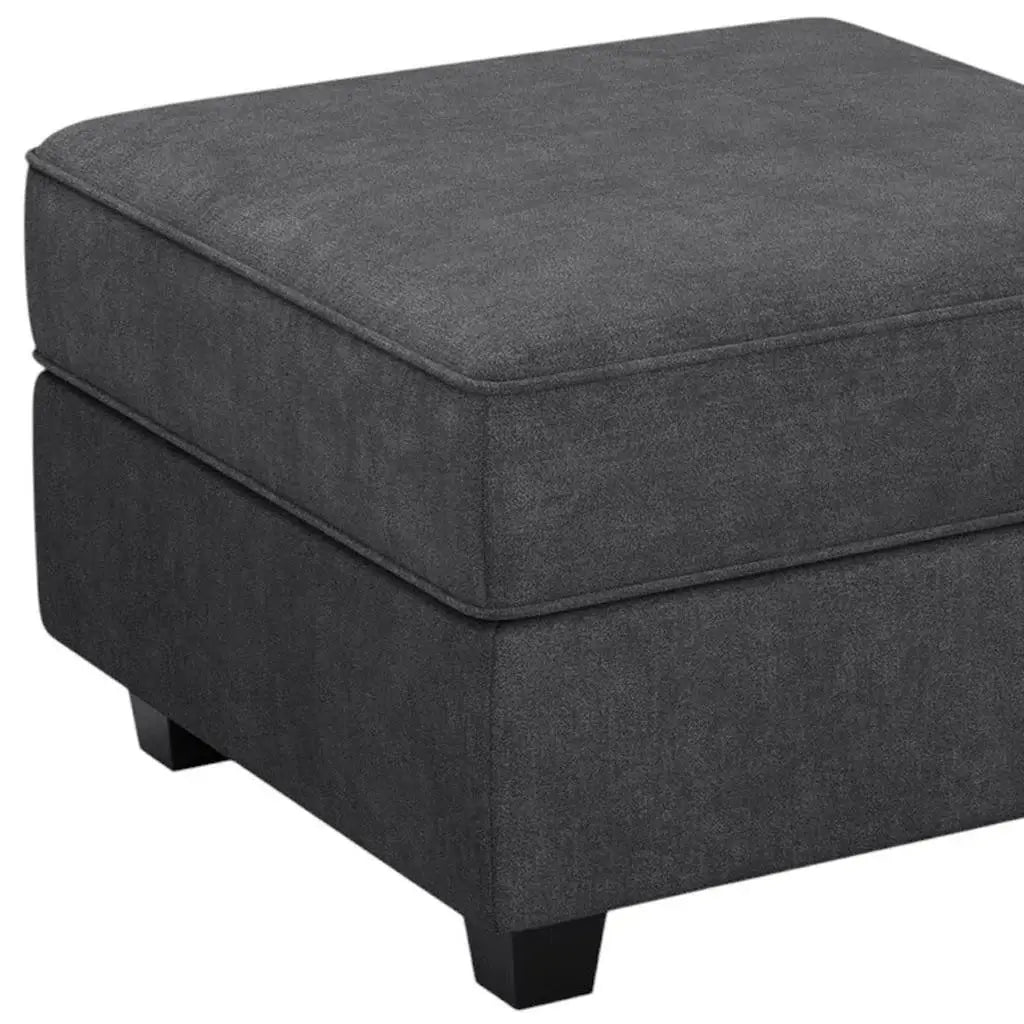 26" Gray and Black Polyester Blend Storage Ottoman - Homeroots - Flyclothing LLC