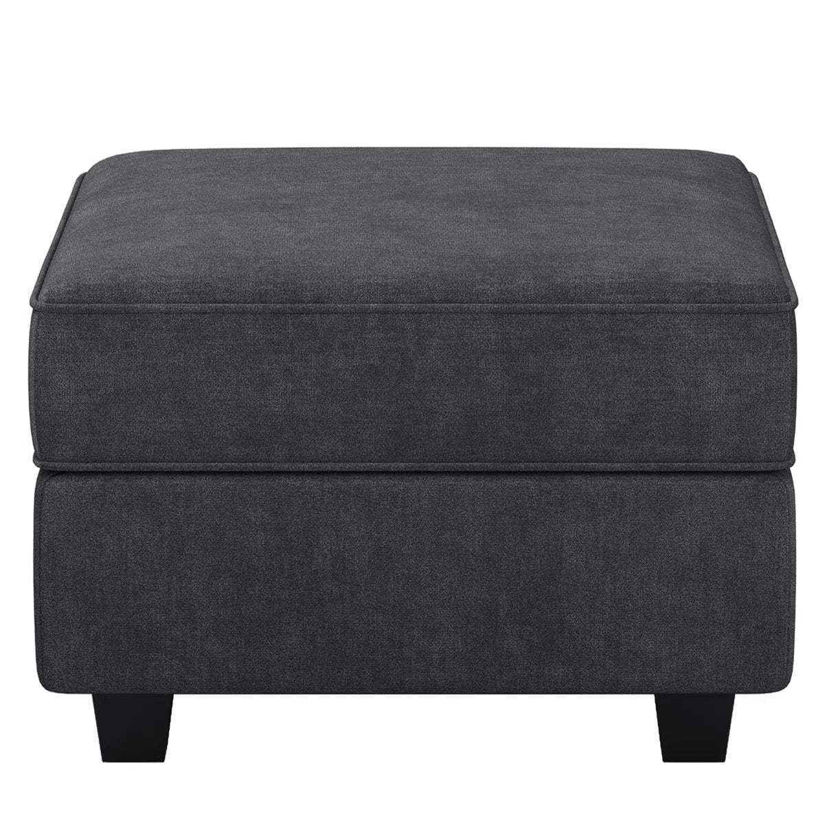 26" Gray and Black Polyester Blend Storage Ottoman - Homeroots - Flyclothing LLC