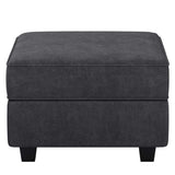 26" Gray and Black Polyester Blend Storage Ottoman - Homeroots - Flyclothing LLC