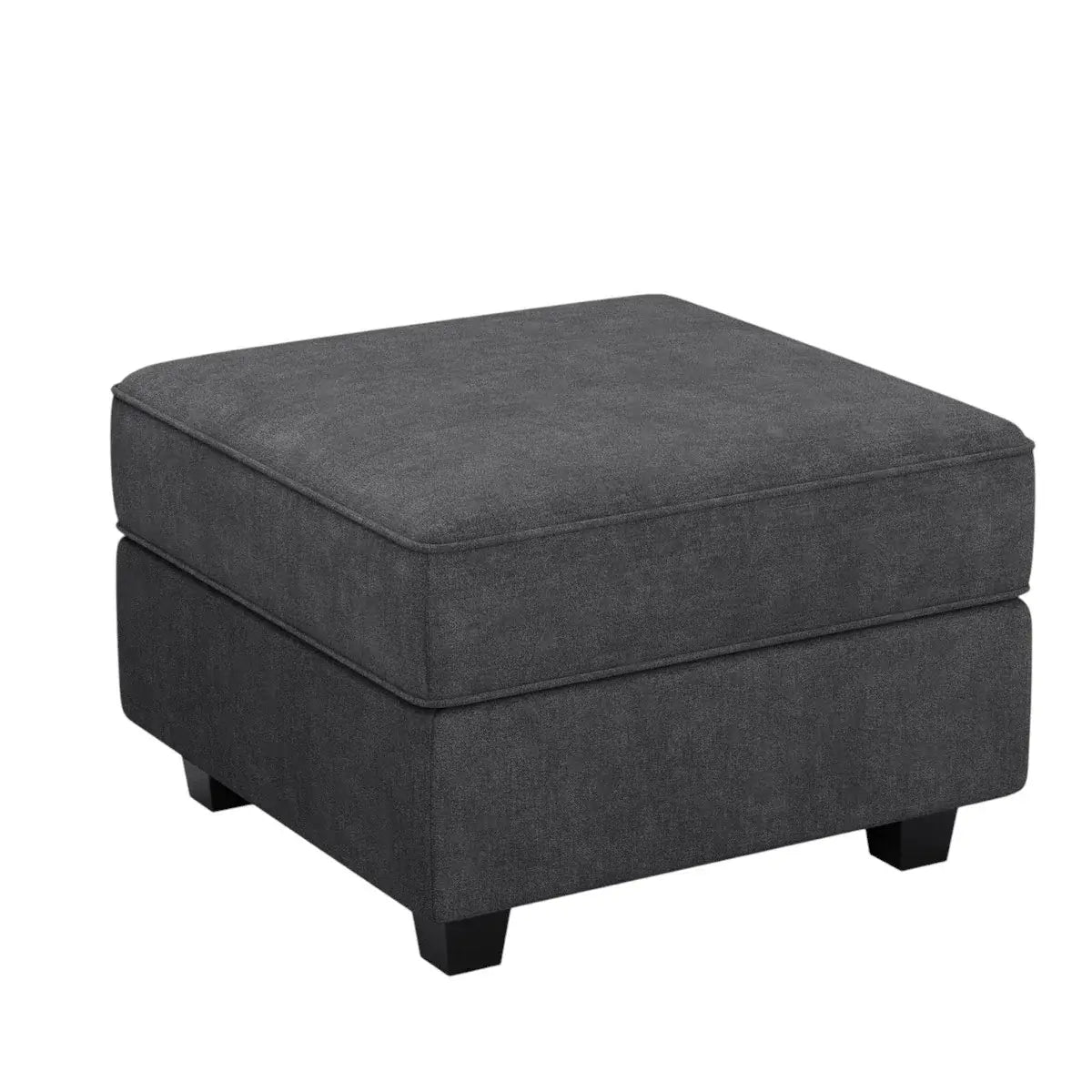 26" Gray and Black Polyester Blend Storage Ottoman - Homeroots - Flyclothing LLC