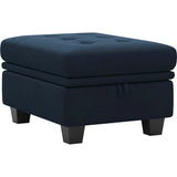 32" Blue and Black Velvet Tufted Storage Ottoman - Homeroots - Flyclothing LLC