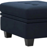 32" Blue and Black Velvet Tufted Storage Ottoman - Homeroots - Flyclothing LLC