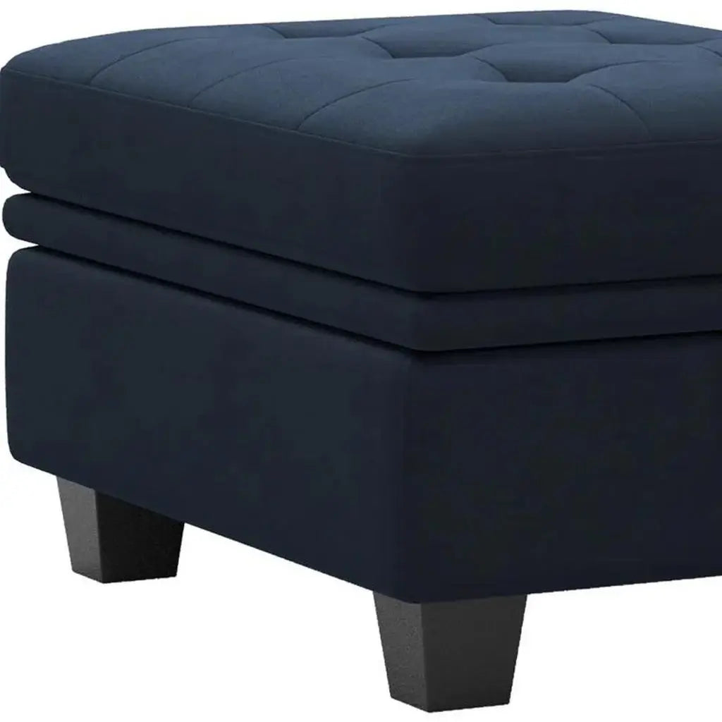 32" Blue and Black Velvet Tufted Storage Ottoman - Homeroots - Flyclothing LLC