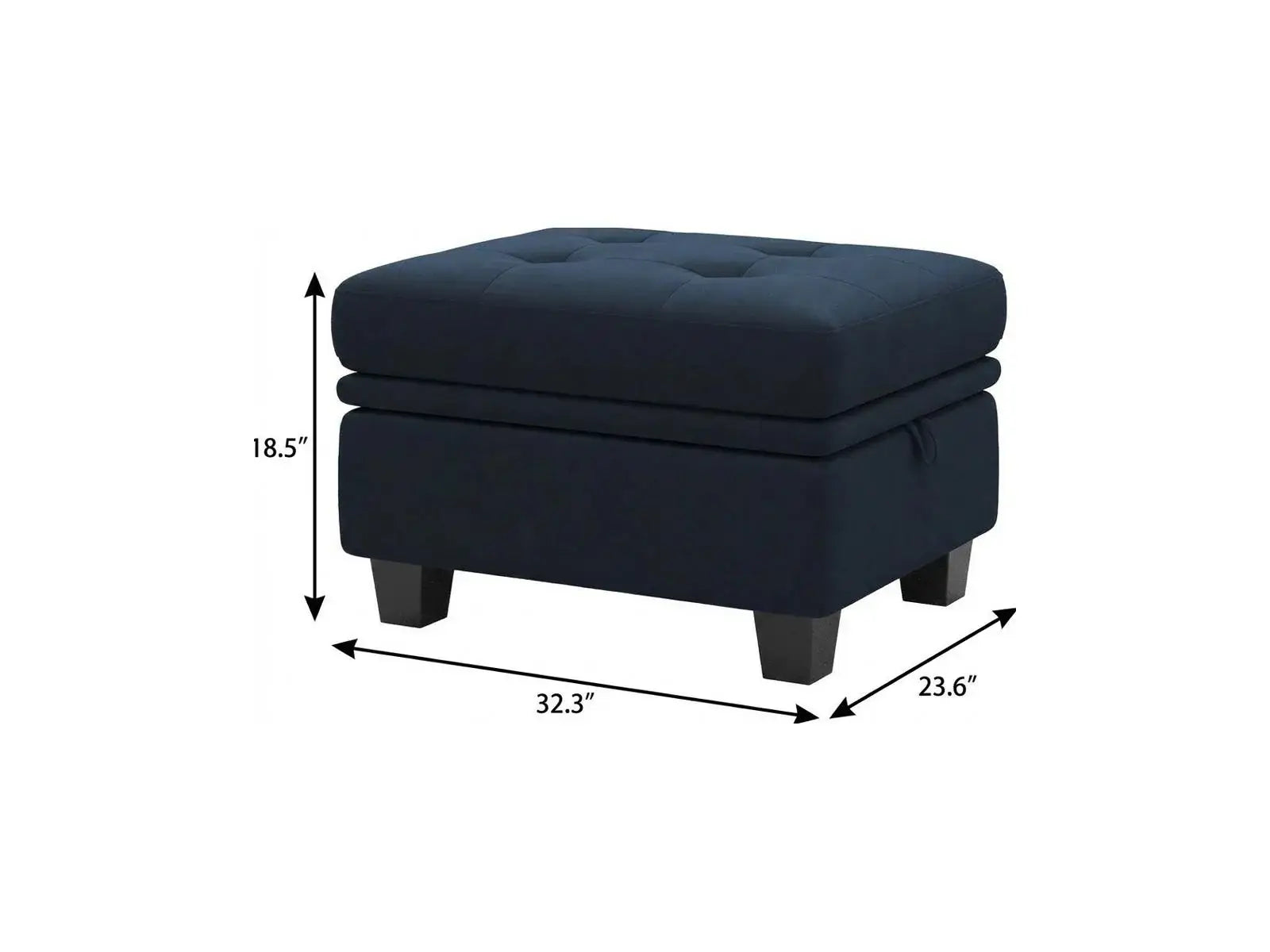 32" Blue and Black Velvet Tufted Storage Ottoman - Homeroots - Flyclothing LLC