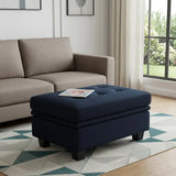 32" Blue and Black Velvet Tufted Storage Ottoman - Homeroots - Flyclothing LLC