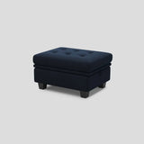 32" Blue and Black Velvet Tufted Storage Ottoman - Homeroots - Flyclothing LLC