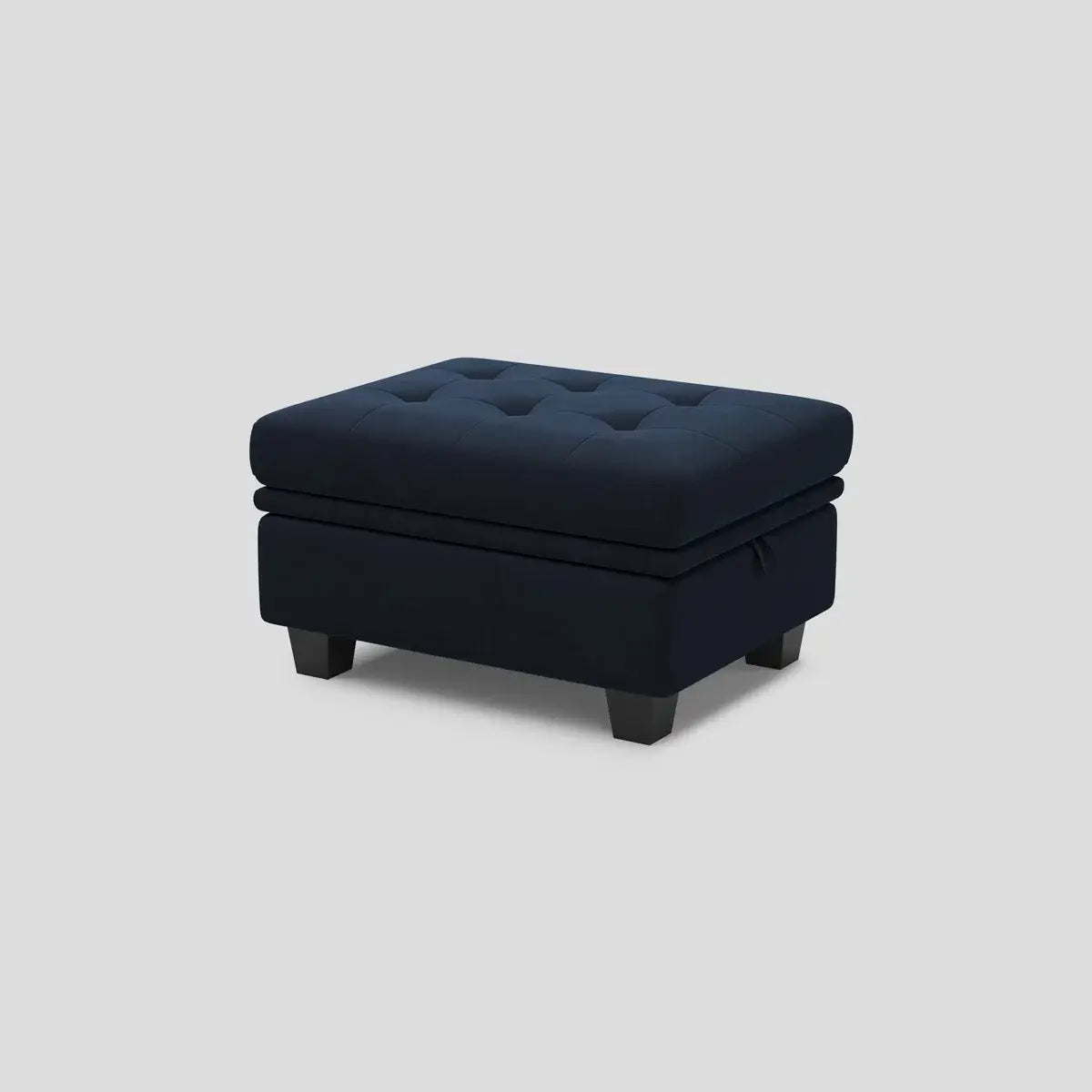 32" Blue and Black Velvet Tufted Storage Ottoman - Homeroots - Flyclothing LLC