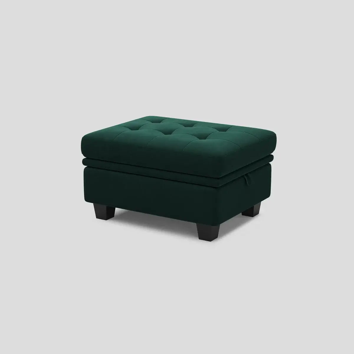 32" Green and Black Velvet Tufted Storage Ottoman - Homeroots - Flyclothing LLC