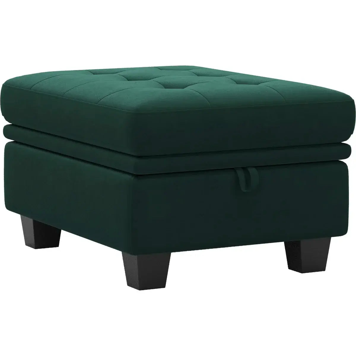 32" Green and Black Velvet Tufted Storage Ottoman - Homeroots - Flyclothing LLC