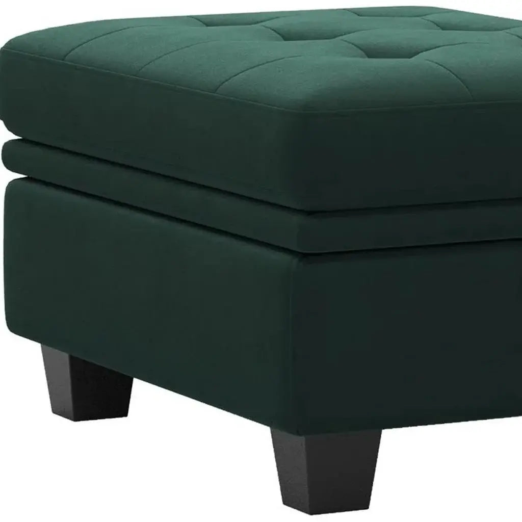 32" Green and Black Velvet Tufted Storage Ottoman - Homeroots - Flyclothing LLC