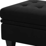 32" Black Velvet Tufted Storage Ottoman - Homeroots - Flyclothing LLC