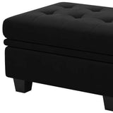 32" Black Velvet Tufted Storage Ottoman - Homeroots - Flyclothing LLC