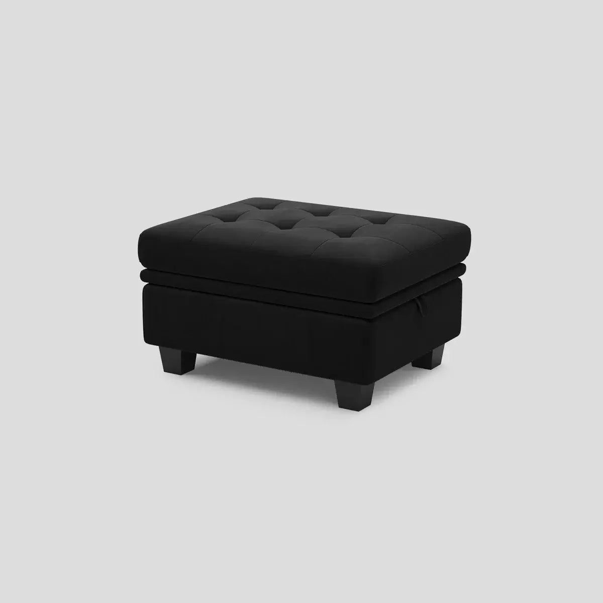 32" Black Velvet Tufted Storage Ottoman - Homeroots - Flyclothing LLC