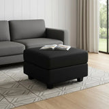 26" Black Faux Leather Storage Ottoman - Homeroots - Flyclothing LLC