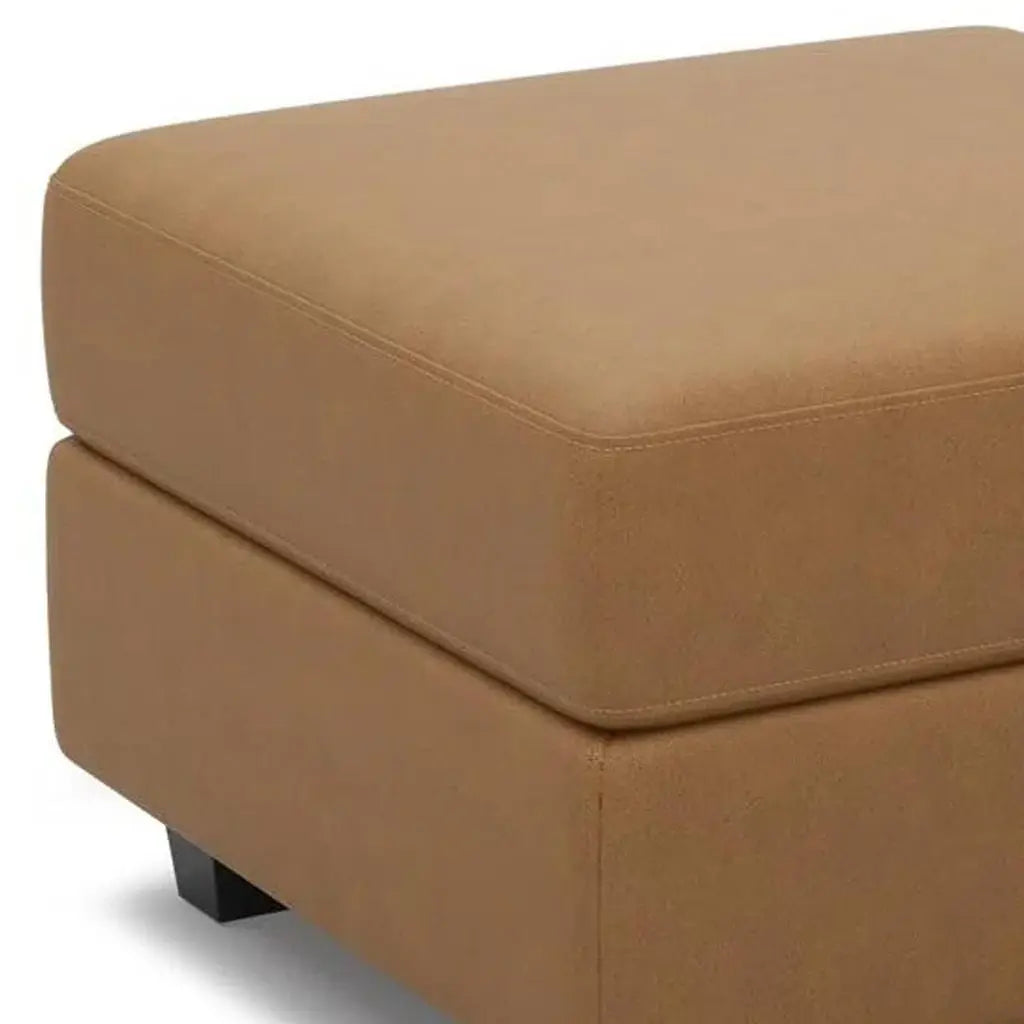 26" Brown and Black Faux Leather Storage Ottoman - Homeroots - Flyclothing LLC