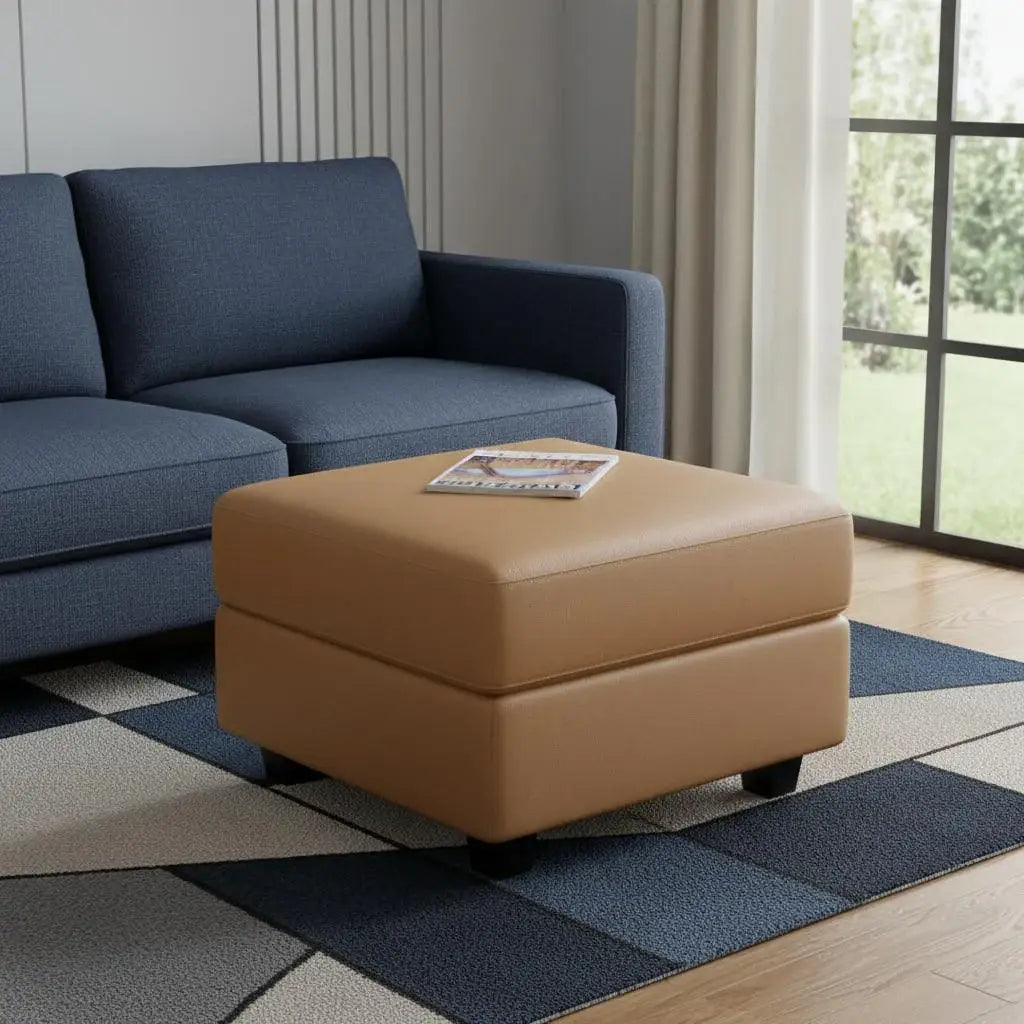 26" Brown and Black Faux Leather Storage Ottoman - Homeroots - Flyclothing LLC