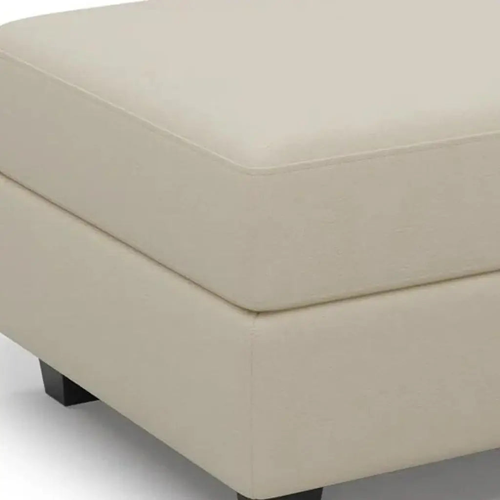 26" Beige and Black Faux Leather Storage Ottoman - Homeroots - Flyclothing LLC