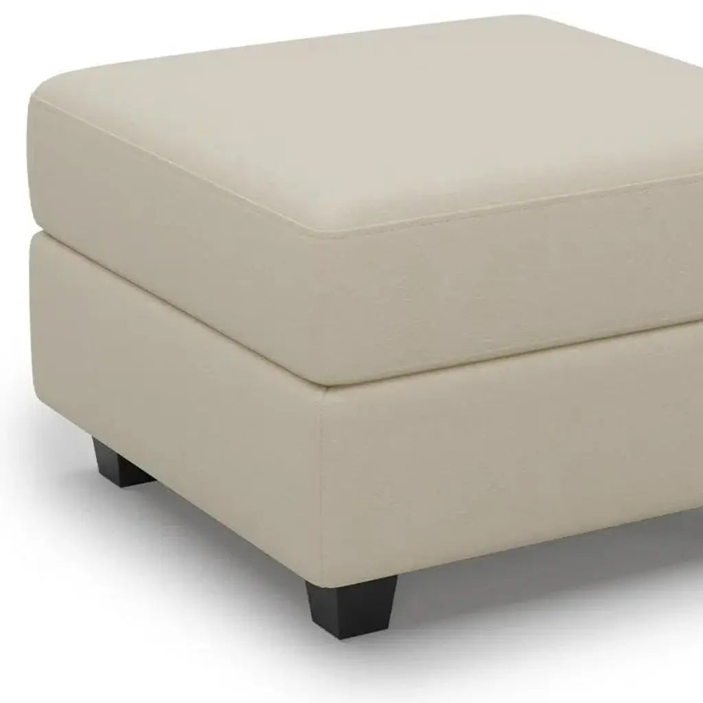 26" Beige and Black Faux Leather Storage Ottoman - Homeroots - Flyclothing LLC