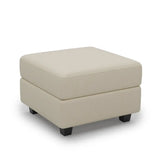 26" Beige and Black Faux Leather Storage Ottoman - Homeroots - Flyclothing LLC