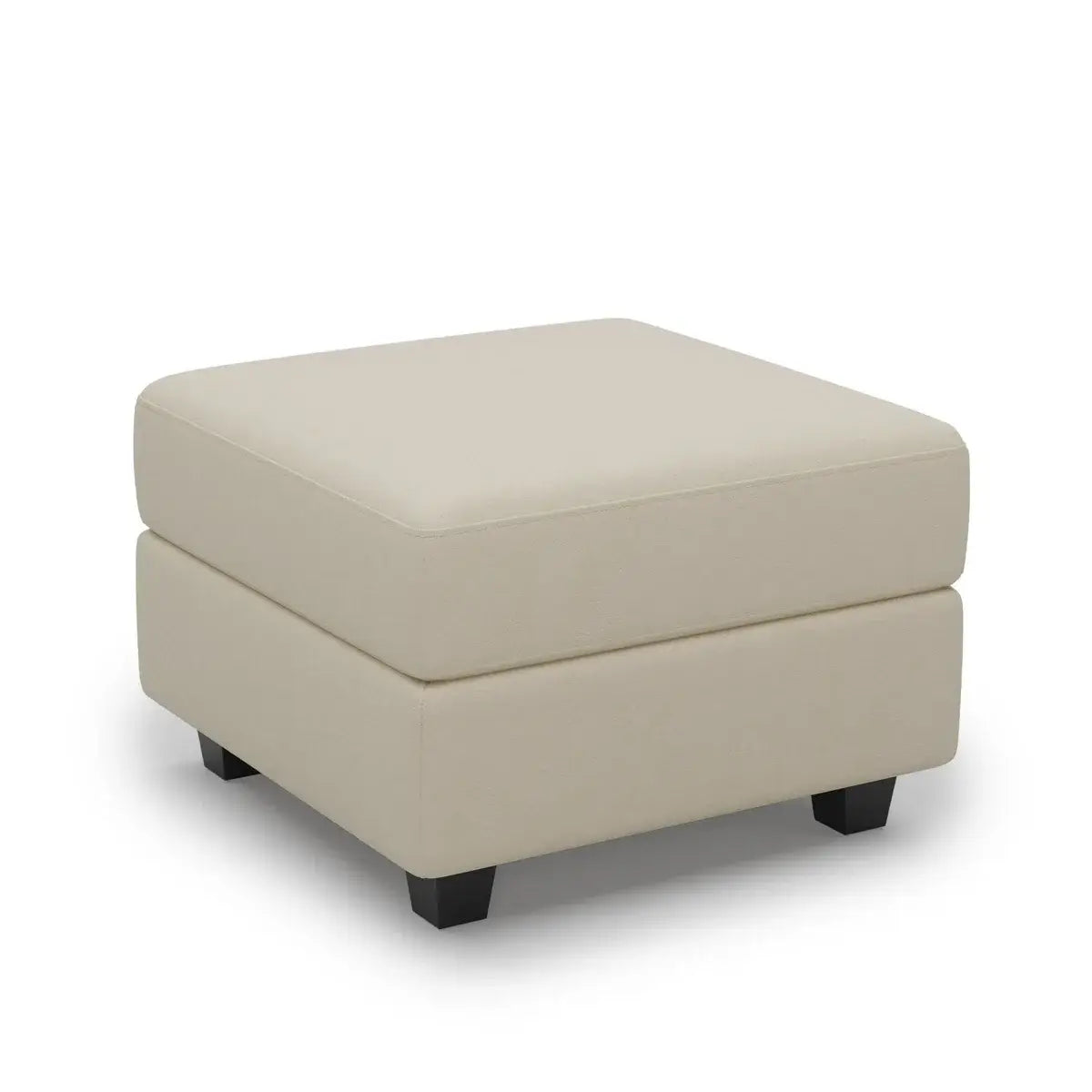 26" Beige and Black Faux Leather Storage Ottoman - Homeroots - Flyclothing LLC