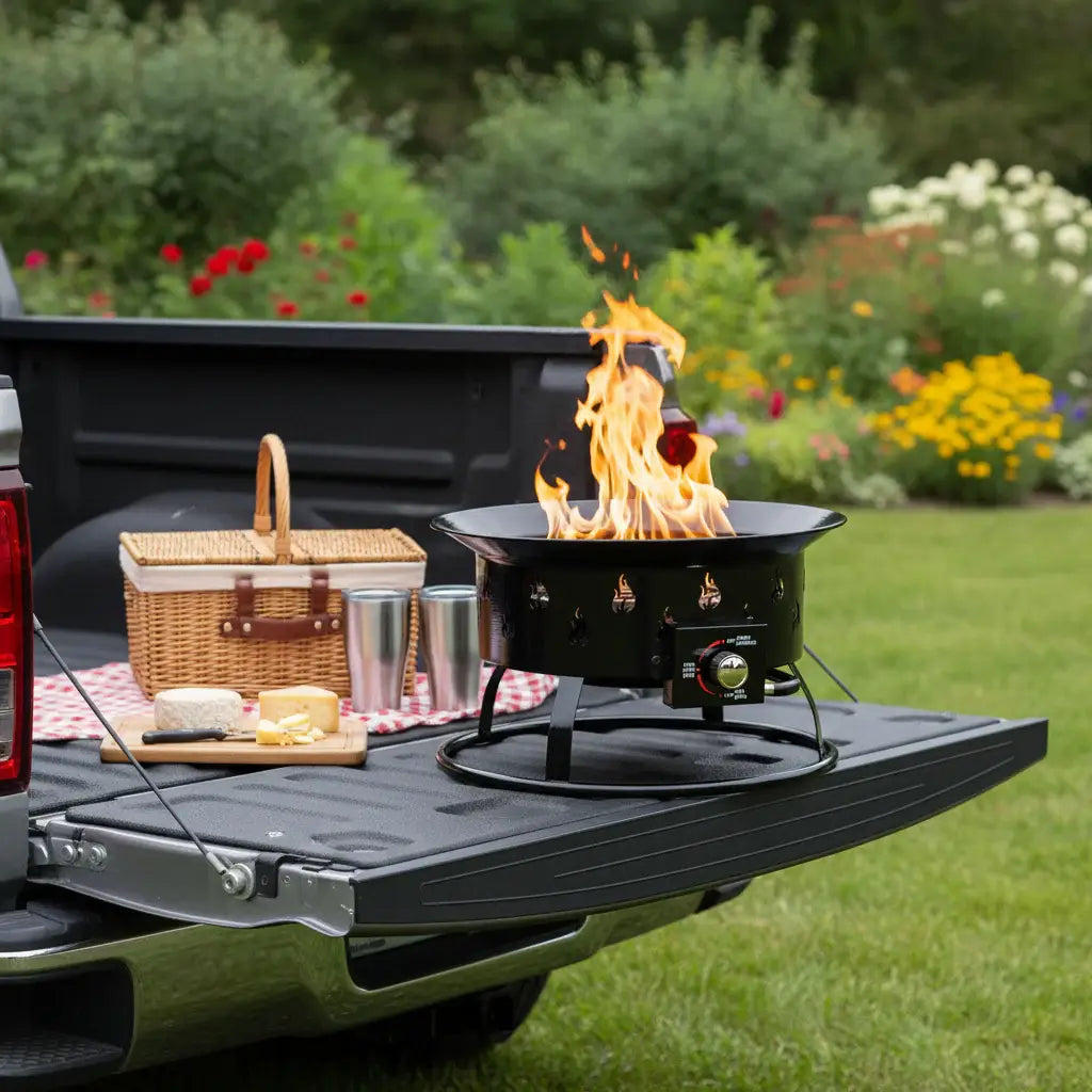 50000 BTU 19" Black Steel Propane Portable Tabletop Round Fire Pit - Homeroots - Flyclothing LLC