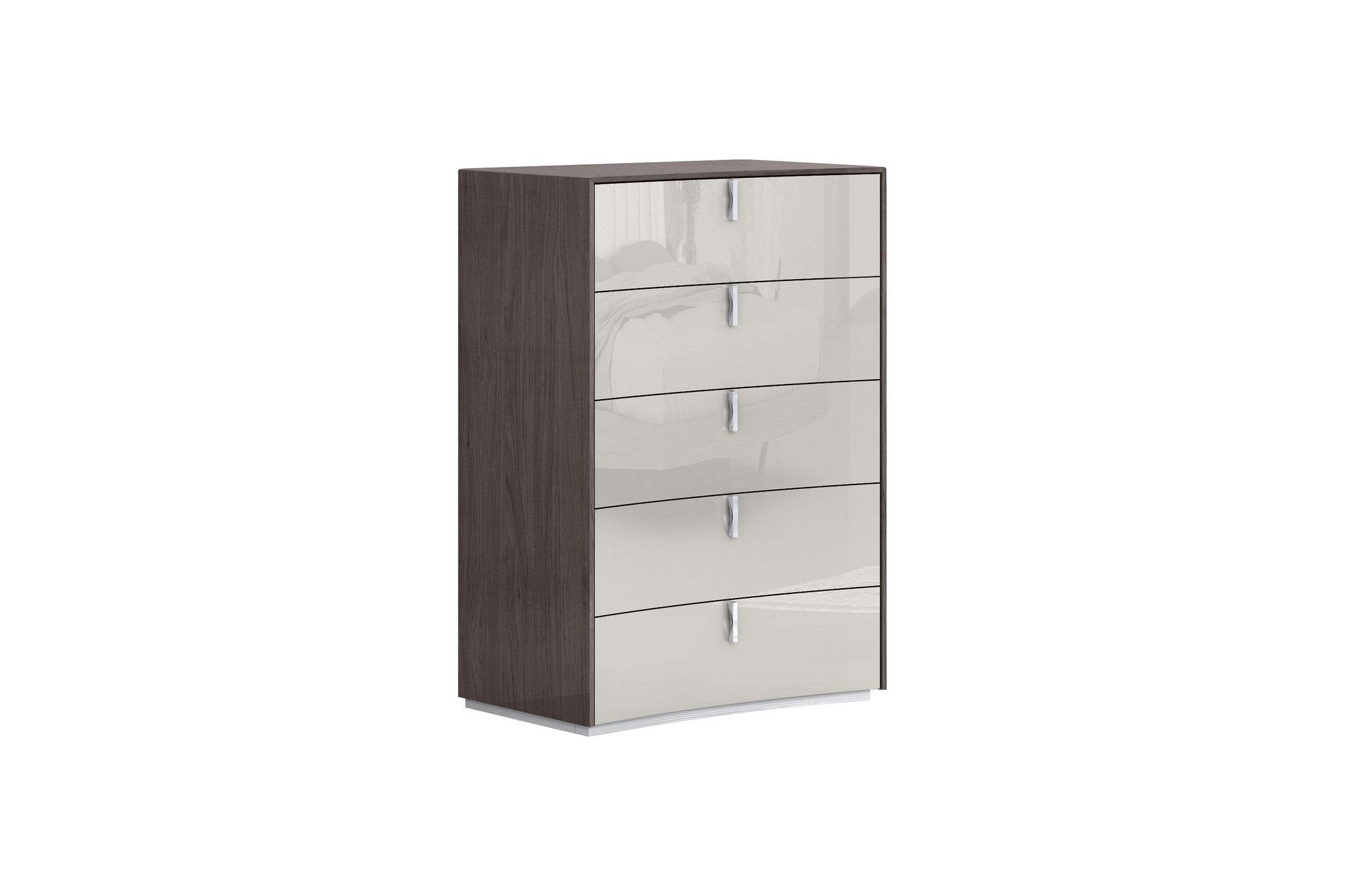 31" Chestnut And Light Gray Wood Five Drawer Dresser - HomeRoots - Flyclothing LLC