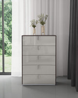 31" Chestnut And Light Gray Wood Five Drawer Dresser - HomeRoots - Flyclothing LLC