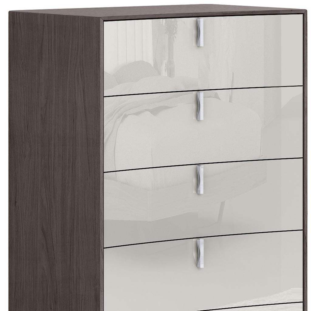 31" Chestnut And Light Gray Wood Five Drawer Dresser - HomeRoots - Flyclothing LLC