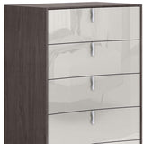 31" Chestnut And Light Gray Wood Five Drawer Dresser - HomeRoots - Flyclothing LLC