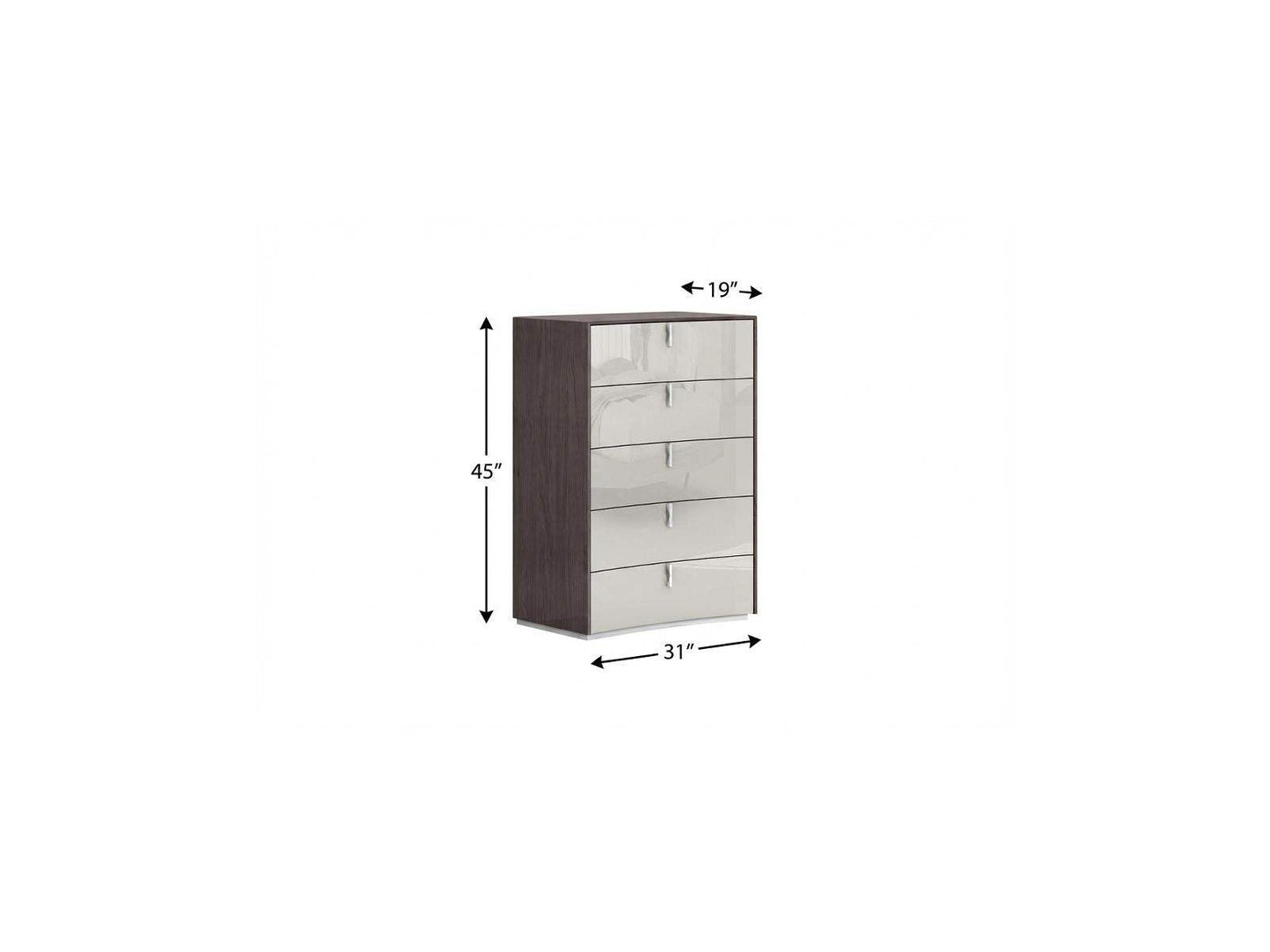 31" Chestnut And Light Gray Wood Five Drawer Dresser - HomeRoots - Flyclothing LLC