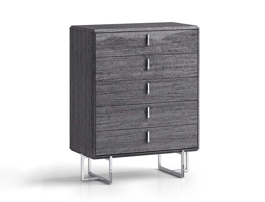 38" Gray Wood Five Drawer Dresser - HomeRoots - Flyclothing LLC