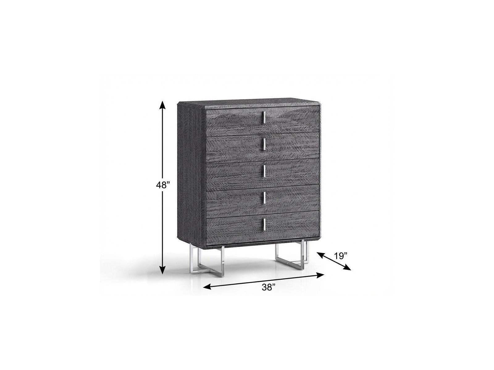 38" Gray Wood Five Drawer Dresser - HomeRoots - Flyclothing LLC