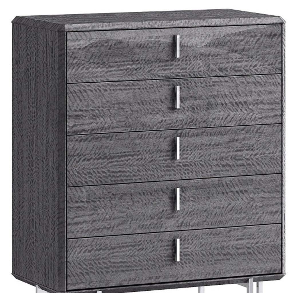 38" Gray Wood Five Drawer Dresser - HomeRoots - Flyclothing LLC