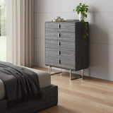 38" Gray Wood Five Drawer Dresser - HomeRoots - Flyclothing LLC
