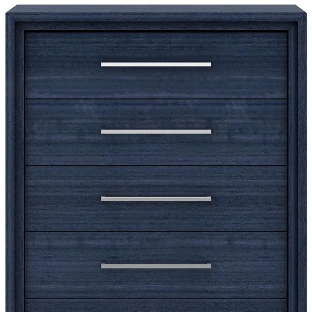 36" Blue Wood Five Drawer Gentlemens Chest - Homeroots - Flyclothing LLC
