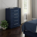 36" Blue Wood Five Drawer Gentlemens Chest - Homeroots - Flyclothing LLC