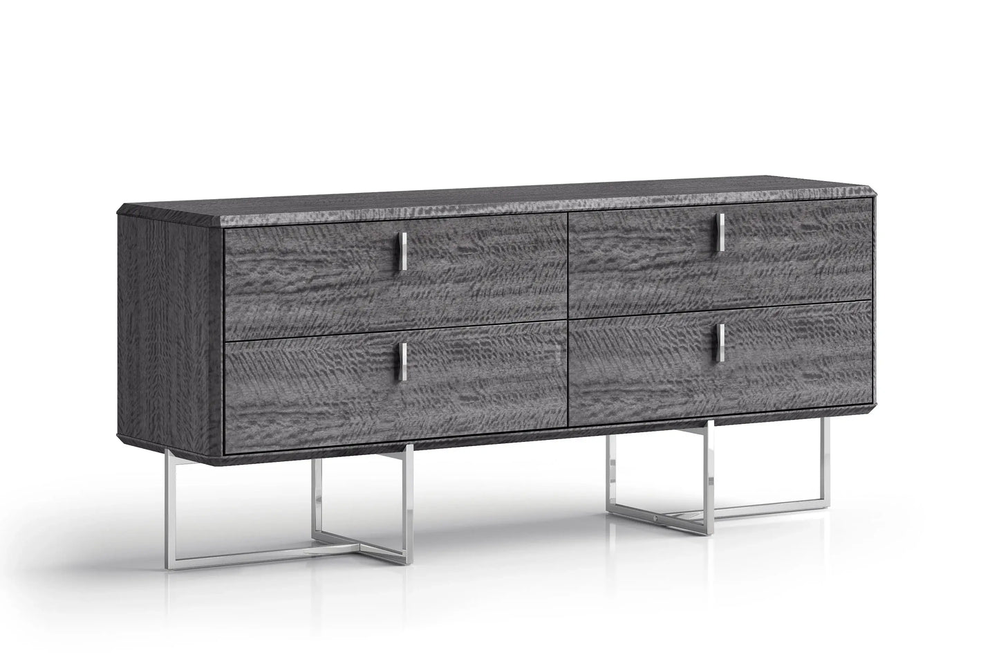 70" Gray Wood Four Drawer Double Dresser - Homeroots - Flyclothing LLC