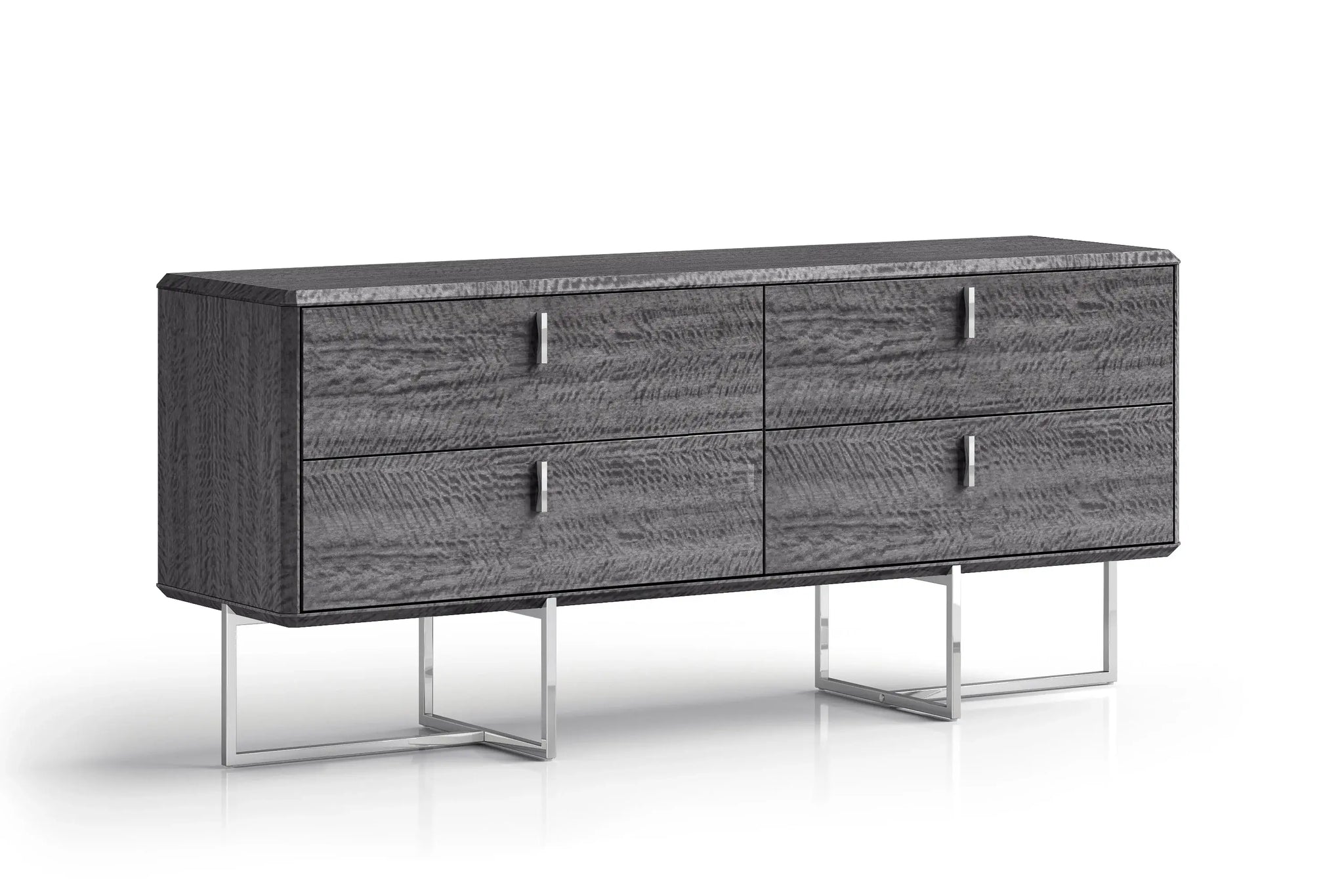 70" Gray Wood Four Drawer Double Dresser - Homeroots - Flyclothing LLC