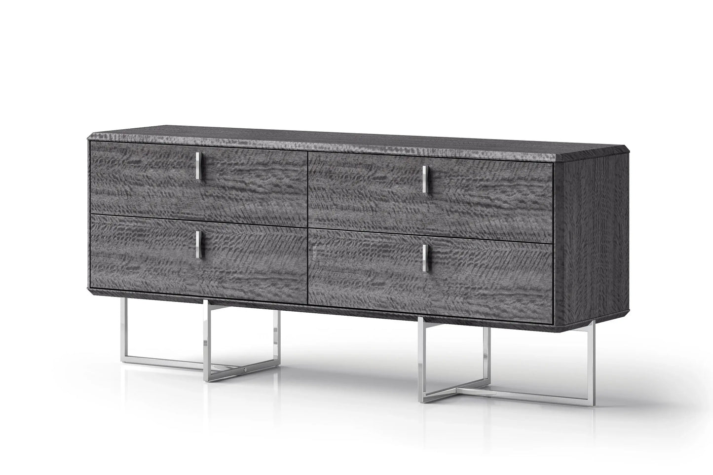 70" Gray Wood Four Drawer Double Dresser - Homeroots - Flyclothing LLC