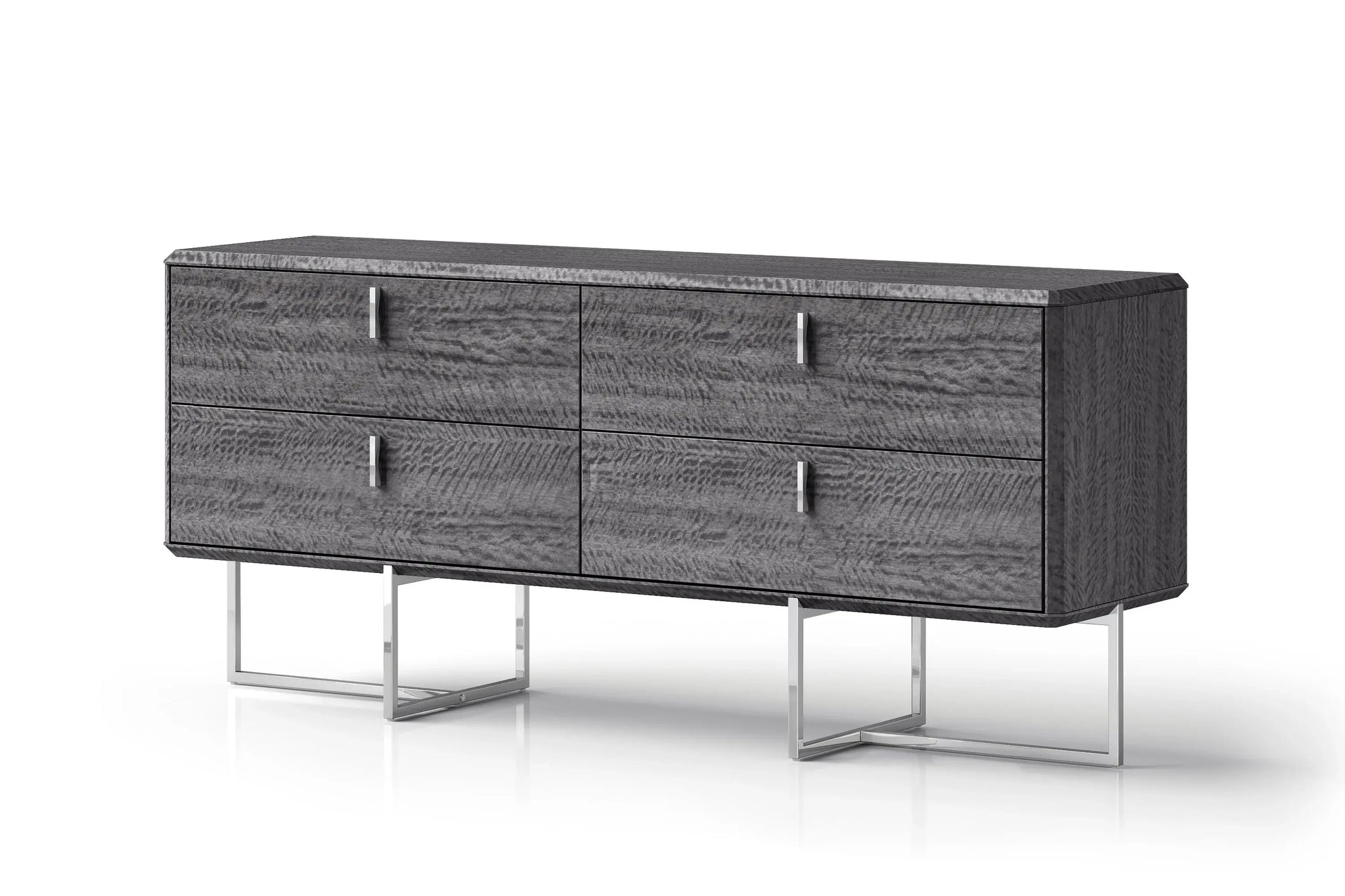 70" Gray Wood Four Drawer Double Dresser - Homeroots - Flyclothing LLC
