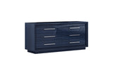 68" Blue Wood Six Drawer Double Dresser - Homeroots - Flyclothing LLC