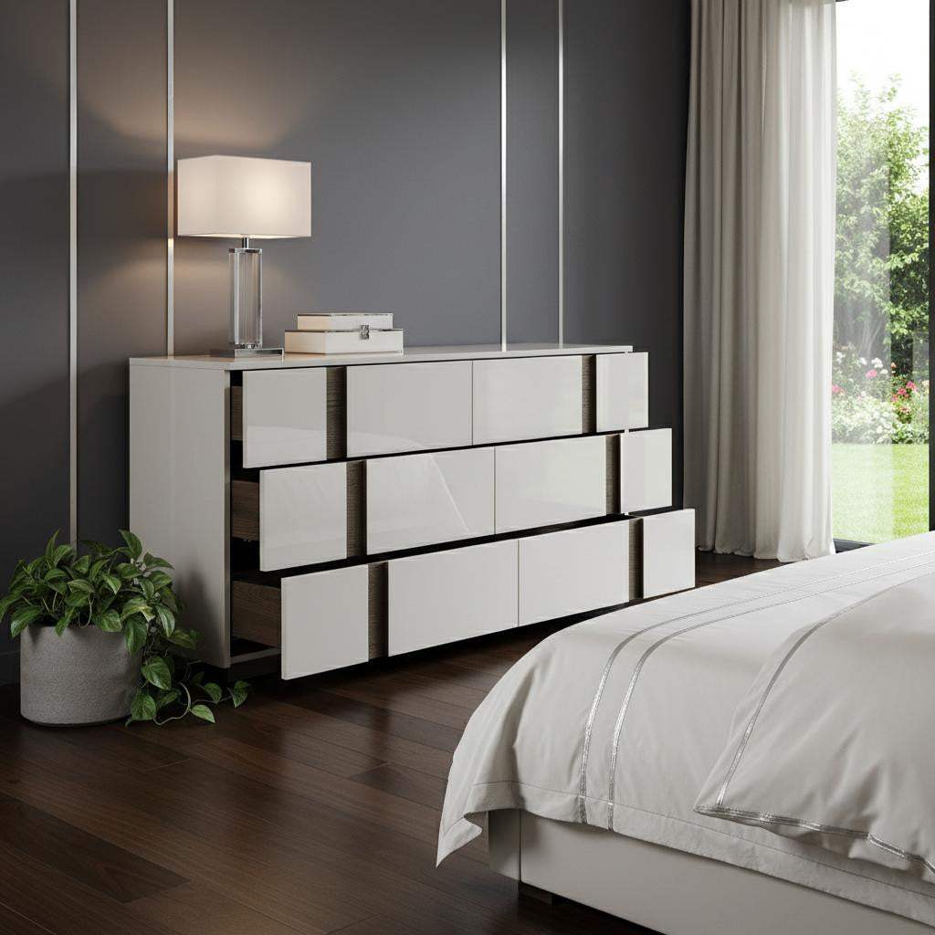 60" Light Gray And Walnut Wood Six Drawer Double Dresser - HomeRoots - Flyclothing LLC