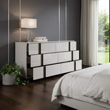 60" Light Gray And Walnut Wood Six Drawer Double Dresser - HomeRoots - Flyclothing LLC