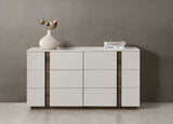 60" Light Gray And Walnut Wood Six Drawer Double Dresser - HomeRoots - Flyclothing LLC