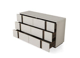 60" Light Gray And Walnut Wood Six Drawer Double Dresser - HomeRoots - Flyclothing LLC