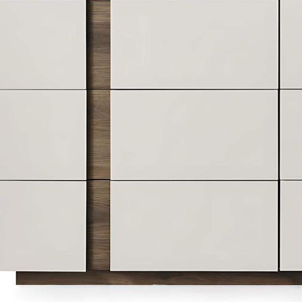 60" Light Gray And Walnut Wood Six Drawer Double Dresser - HomeRoots - Flyclothing LLC