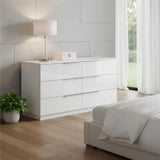 62" White Wood Six Drawer Double Dresser - Homeroots - Flyclothing LLC
