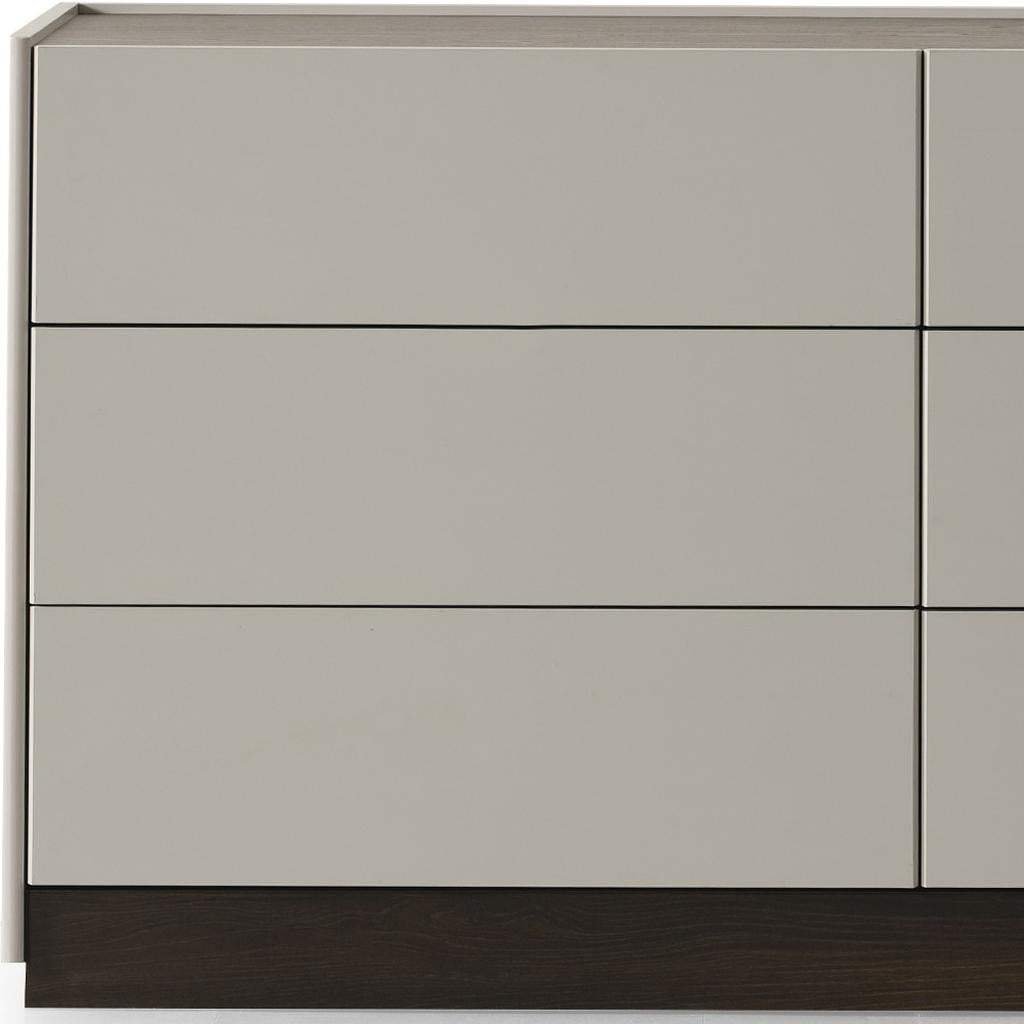 60" Light Gray And Walnut Wood Six Drawer Double Dresser - HomeRoots - Flyclothing LLC